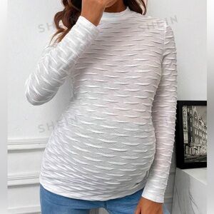 SHEIN White Mesh Pattern Maternity Blouse XL NWOT